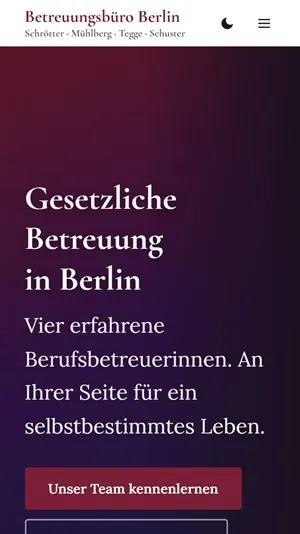 Mobile Ansicht der Startseite von berufsbetreuung-in-berlin.de