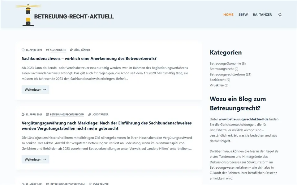Desktop-Startseite von betreuungsrechtaktuell.de