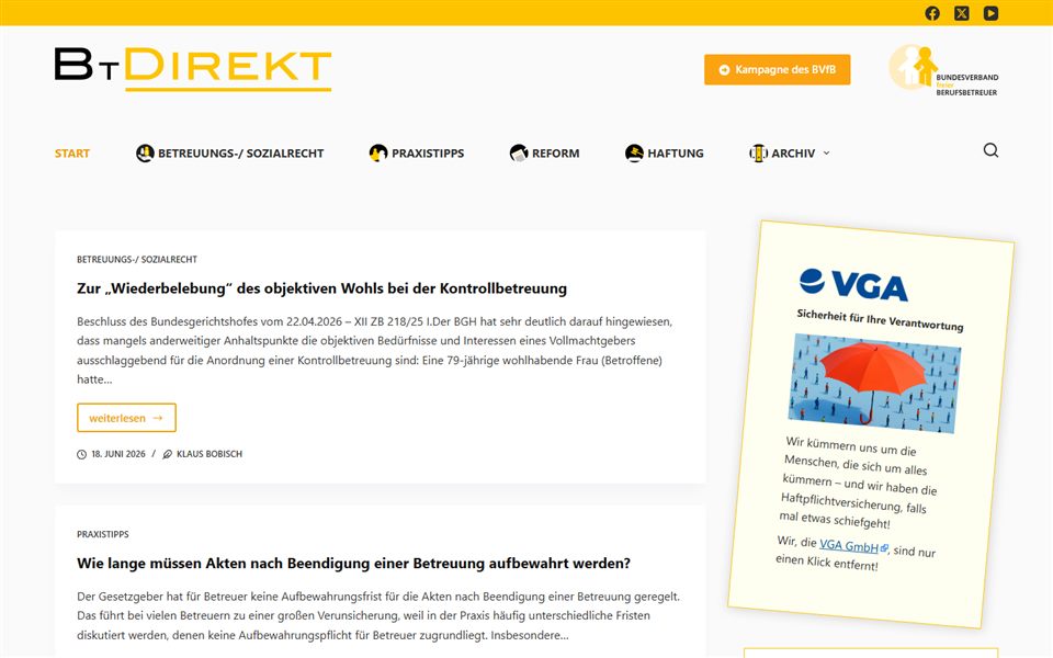 Desktop-Startseite von btdirekt.de