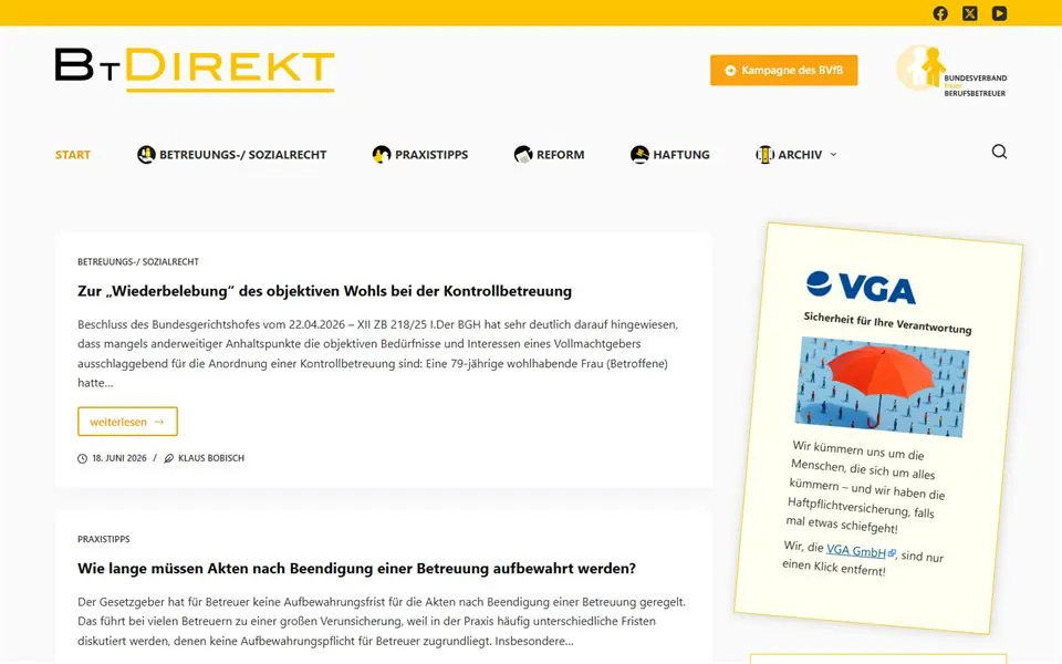 Desktop-Startseite von btdirekt.de