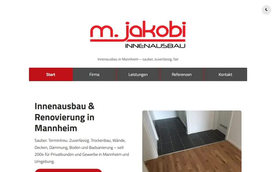 Desktop-Startseite von jakobi-innenausbau.de