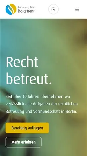 Mobile Ansicht der Startseite von recht-betreut.berlin