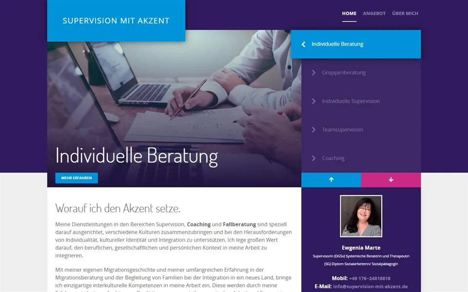 Desktop-Startseite von supervision-mit-akzent.de