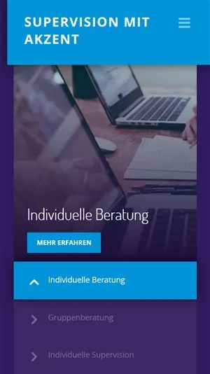 Mobile Ansicht der Startseite von supervision-mit-akzent.de