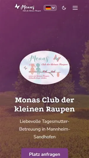 Mobile Ansicht der Startseite von tagesmutter-roos-mannheim.de